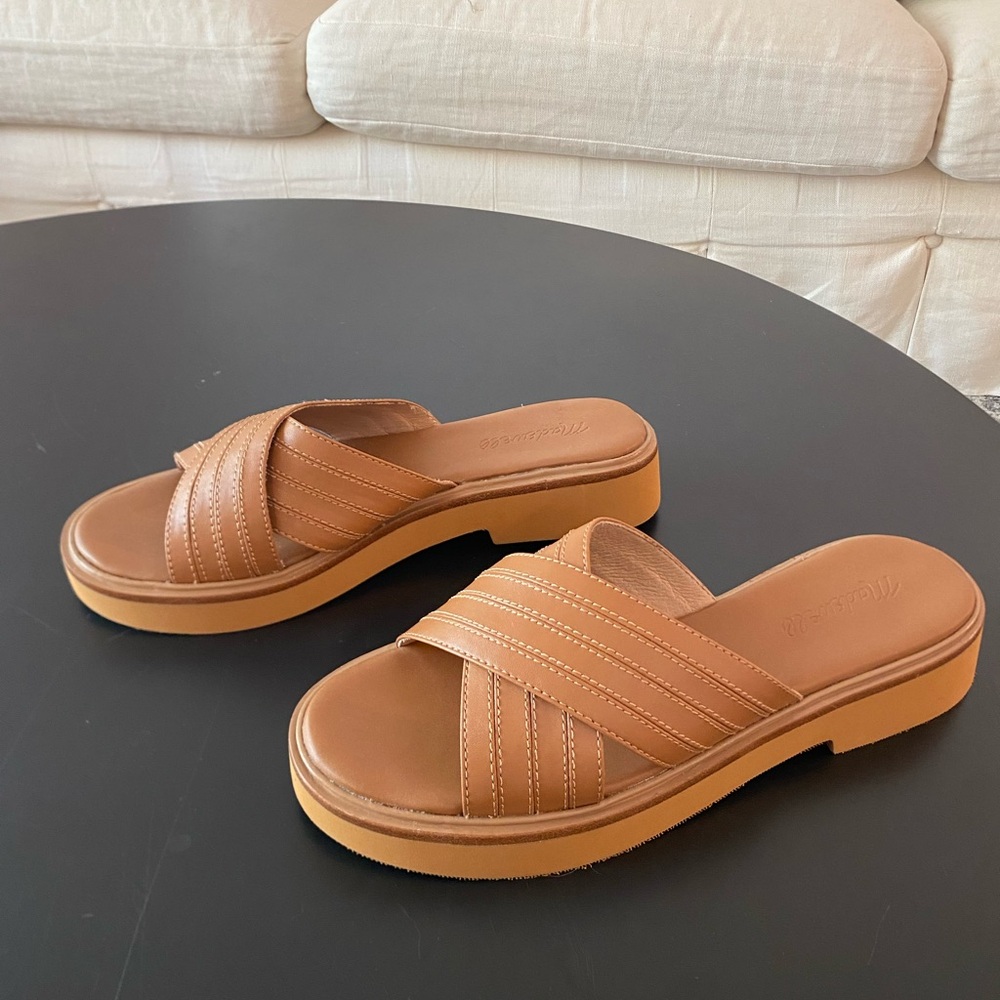 NWT Madewell Brown Leather Slide Sandals